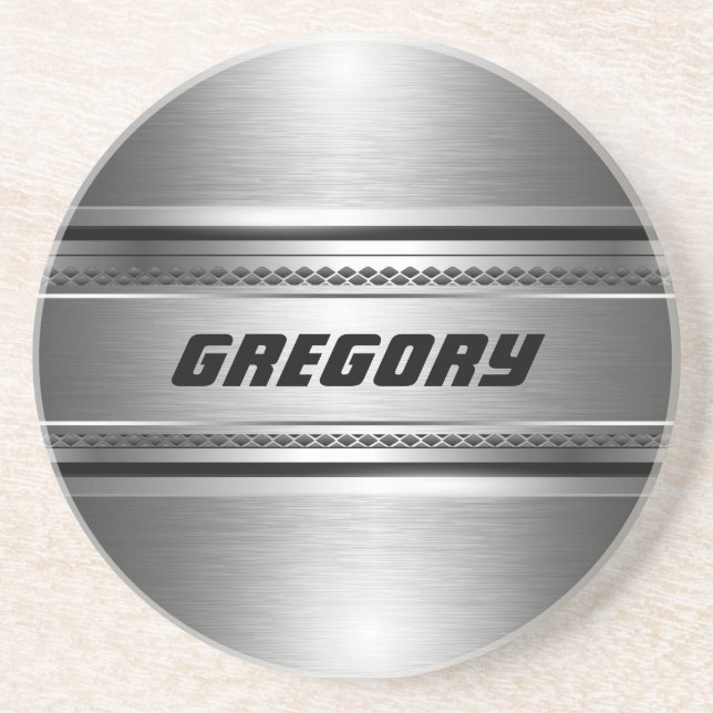 Maskuline Imitate Silver Stripes Design monogramie Untersetzer (Vorne)