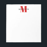 Maskuline Initial/Name Monogramm Schwarz und Rot Notizblock<br><div class="desc">Personalisieren Sie dieses Notizblock für sich selbst oder als Geschenk! Fügen Sie Ihren Namen mithilfe des einfachen Vorlagenformulars hinzu. Wählen Sie "Weiter anpassen",  um Schriftart oder Farben zu ändern.</div>
