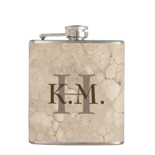 Maskuline Mit Monogramm Beige Granitflasche Flachmann