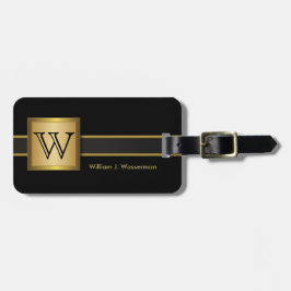 Maskuline Monogram Führungskraft Style - Black & G Gepäckanhänger