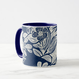 Maskuline Navy Blauer Effekt Indigofloral überall Tasse
