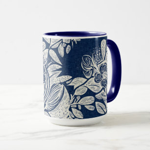 Maskuline Navy Blauer Effekt Indigofloral überall Tasse