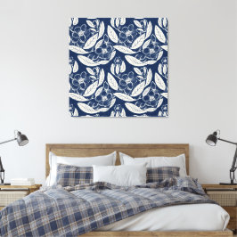 Maskuline Navy Blue Effect Indigofloral Print Leinwanddruck
