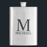 Maskuline Personalisierte Monogramm und Name Flask Flachmann<br><div class="desc">Personalisiert Monogram und Name Gift verfügen über personalisierte Monogramm und Namen im schwarzen klassischen Serif-Schriftart-Stil auf weißem Hintergrund. Perfekt als Urlaubsgeschenk,  Vatertagsgeschenk,  Wiedersehen-Favoriten,  Dankeschön für Trauzeugen und Geschenk für alle besondere Anlässe.</div>