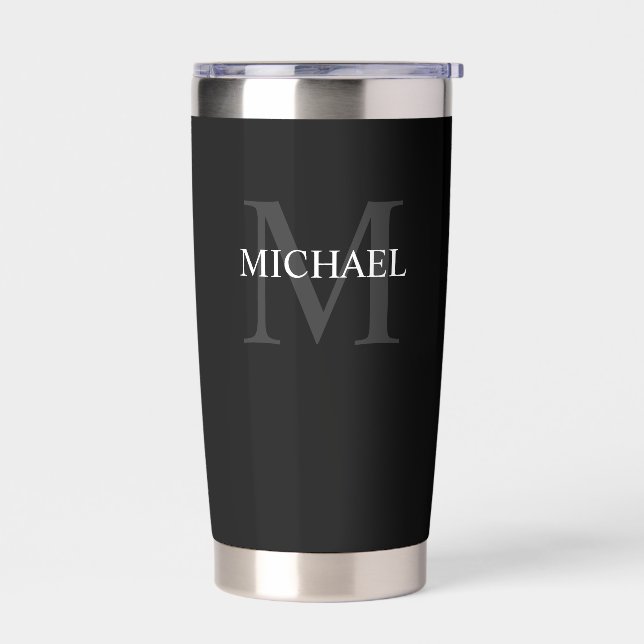 Maskuline Personalisierte Monogramm und Name Thermobecher (Links)