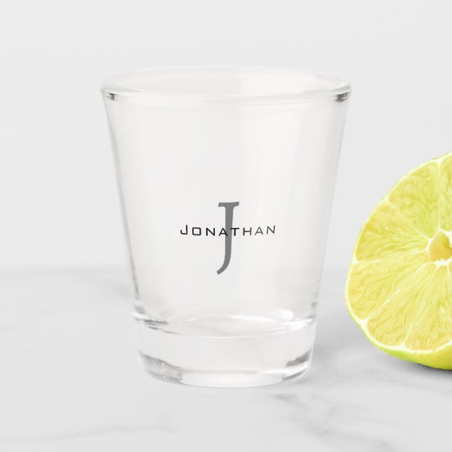 Maskuline Schwarz-Weiß-Anfangsbuchstaben + Name Mo Schnapsglas (Vorderseite)
