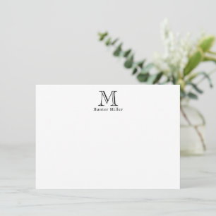 Maskuline Schwarze Anfangsmonogramm und Name Flat 
