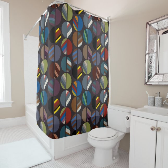 Maskuline Streifen Oval Halves Duschvorhang (Beispiel)