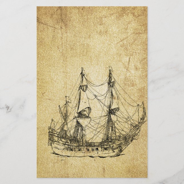 Maskuline Vintag nautische Klasse antikes Schiff Briefpapier (Vorderseite)