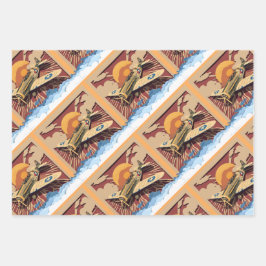 Maskulinisches Flugzeug des Vintagen Krieges Geschenkpapier Set