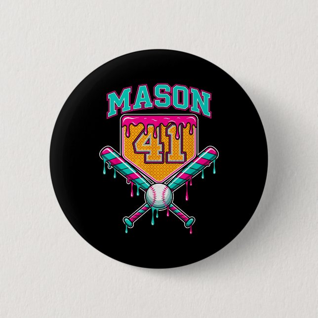 Mason 41 Meme Ice Cream Drip Bysebyll Birthday Cos Button (Vorderseite)