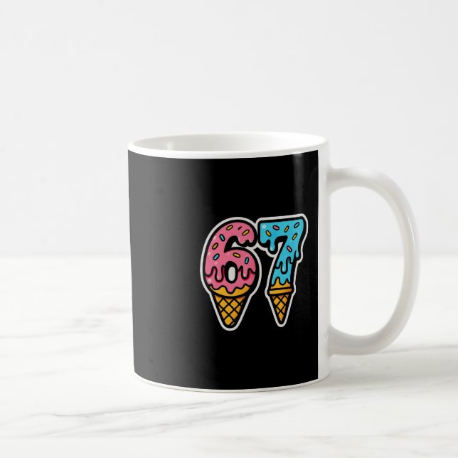 Mason 67 Eiscreme Süßes Meme Sechs Sieben  Kaffeetasse (Rechts)