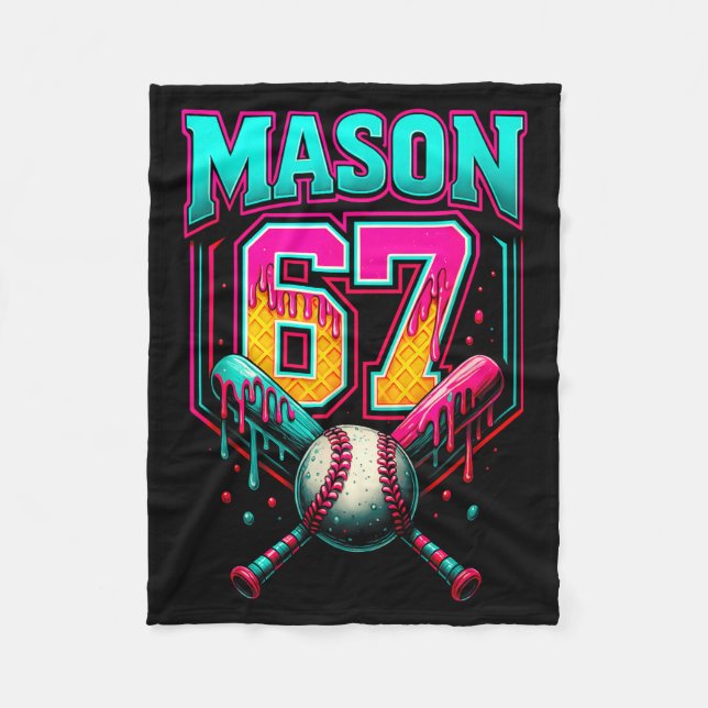 Mason 67 Funny Ice Cream Drip Baseball Ice Cream D Fleecedecke (Vorderseite)