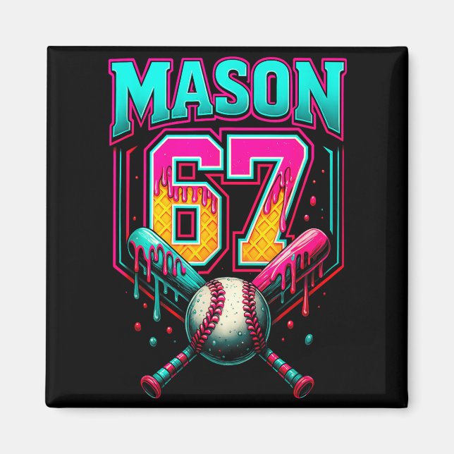 Mason 67 Funny Ice Cream Drip Baseball Ice Cream D Magnet (Vorne)