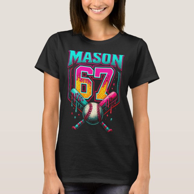 Mason 67 Funny Ice Cream Drip Baseball Ice Cream D T-Shirt (Vorderseite)