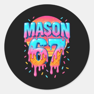 Mason 67 Kostüm Eiscreme Baseball Drip 6 7 Meme  Runder Aufkleber