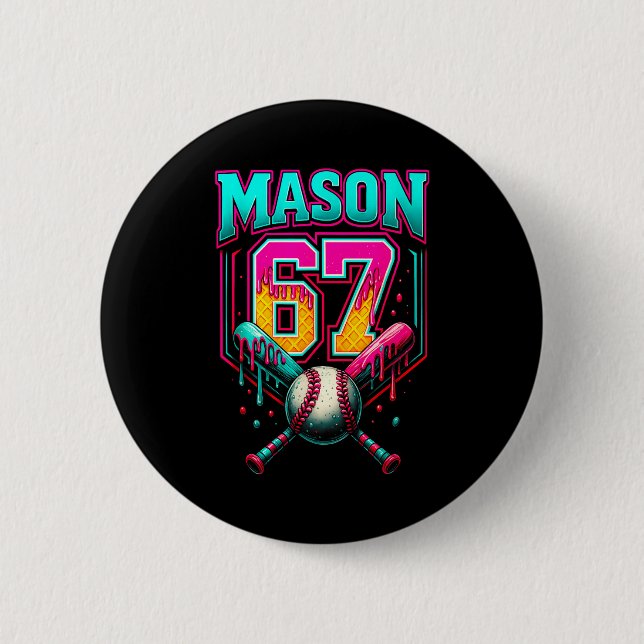 Mason 67 Lustige Eiscreme-Tropfen Baseball Eiscrem Button (Vorderseite)