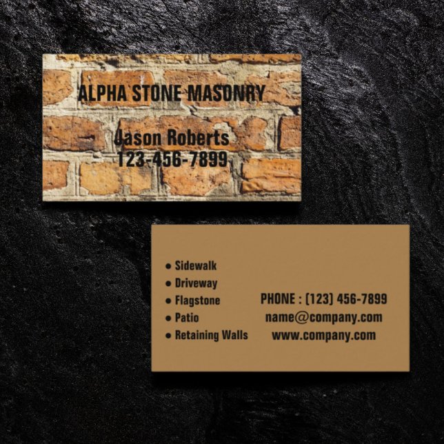 Mason Contractor Stone Paver Paving Stone Mauerwer Visitenkarte (Mason Contractor Stone Paver Paving Stone Masonry Business Card)