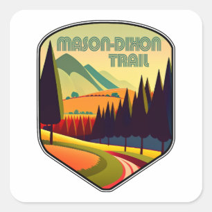 Mason-Dixon Trail Farben Quadratischer Aufkleber