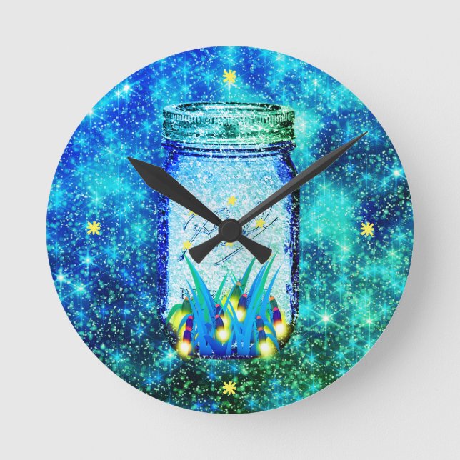 Mason-Glas-Blitzfehler glühend glühend Runde Wanduhr (Vorderseite)