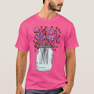 Mason-Glas Mit Blumen T-Shirt