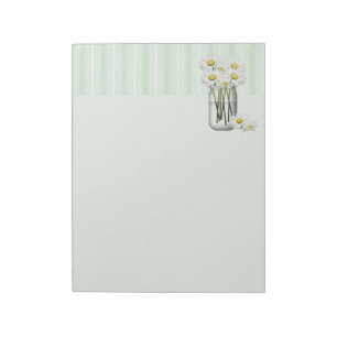 Mason-Glas mit Gänseblümchen Notizblock
