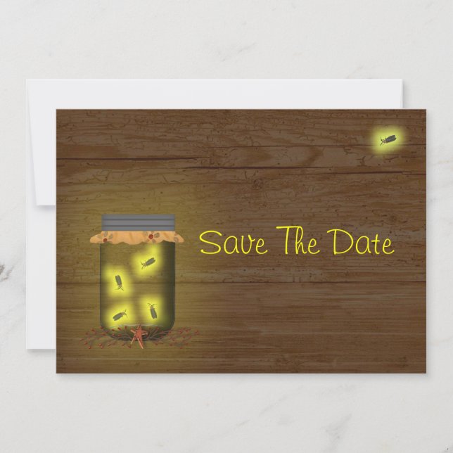 Mason-Glas Mit Glühwürmchen Save The Date (Vorderseite)