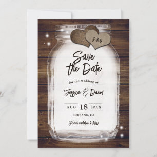 Mason Glas Rustikale Landhochzeit Herz Scheunenhol Save The Date