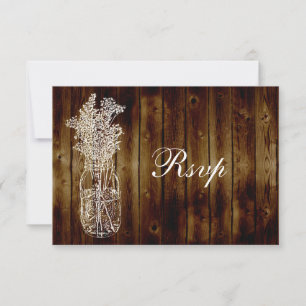 Mason-Glas-Stempel-RSVP auf dunklem Holzbrett RSVP Karte