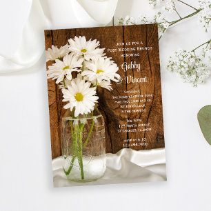 Mason-Glas-und-Gänseblümchen Land-Post-Hochzeitsbr Einladung
