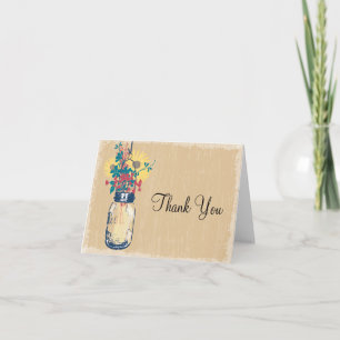 Mason-Glas und Wildblumen Danke