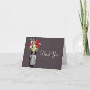 Mason-Glas und Wildblumen Danke