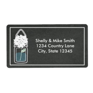 Mason-Glas weiße Blumen Country Chalk Etiketten