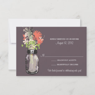 Mason-Glas & Wildblumen-Antwortkarte RSVP Karte