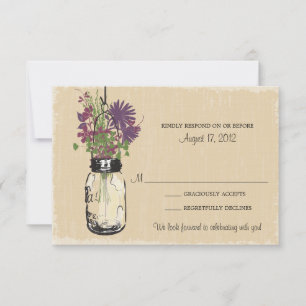 Mason-Glas & Wildblumen-Antwortkarte RSVP Karte