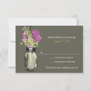 Mason-Glas & Wildblumen RSVP-Karte RSVP Karte