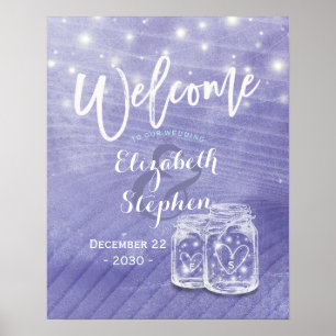 Mason-Gläser Lichterkette Hochzeit Willkommen Poster