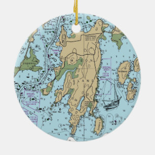 Mason Island Mystic CT Chart Keramik Ornament