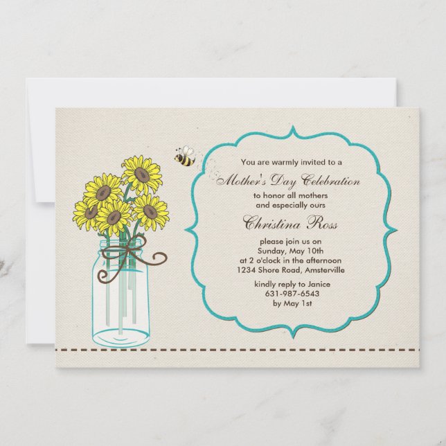 Mason Jar Arrangement Mother's Day Einladung (Vorderseite)