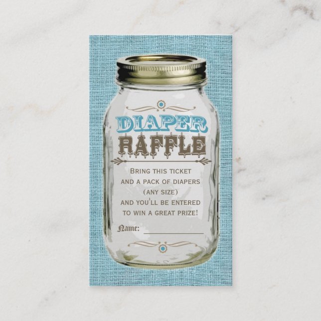 Mason Jar Baby Boy Blue Diaper Raffle Ticket Begleitkarte (Vorderseite)
