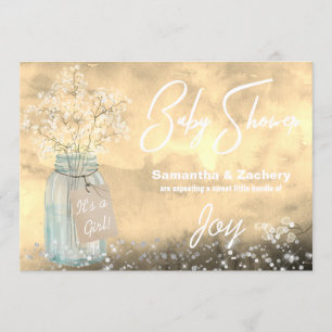 *~* Mason Jar Baby Breath Baby Dusche Rustikal Einladung