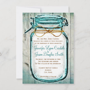 Mason Jar Barn Wood Rustic Wedding Einladungen