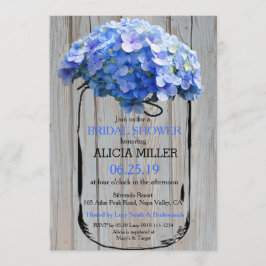 Mason Jar Barnwood Blue Hydrangeas Brautparty Einladung