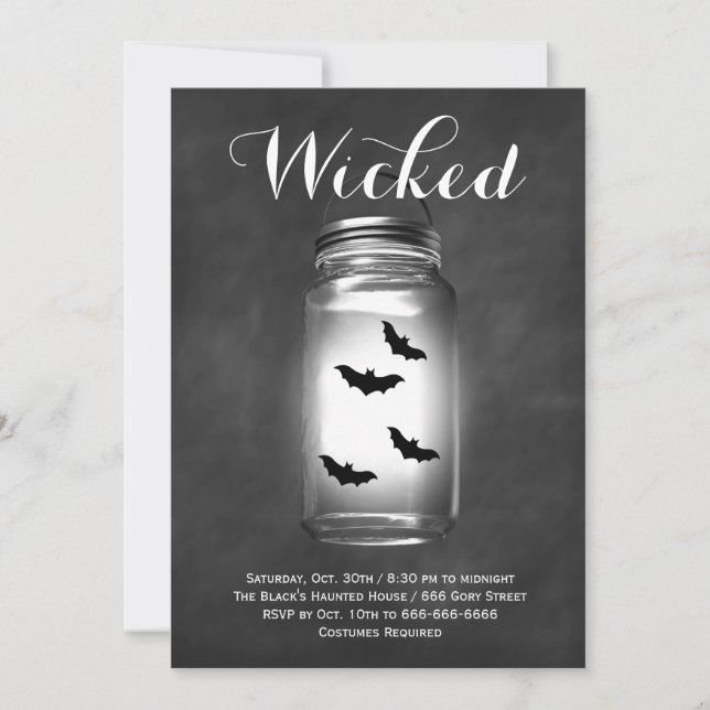 Mason Jar Bats Halloween Einladung (Vorderseite)