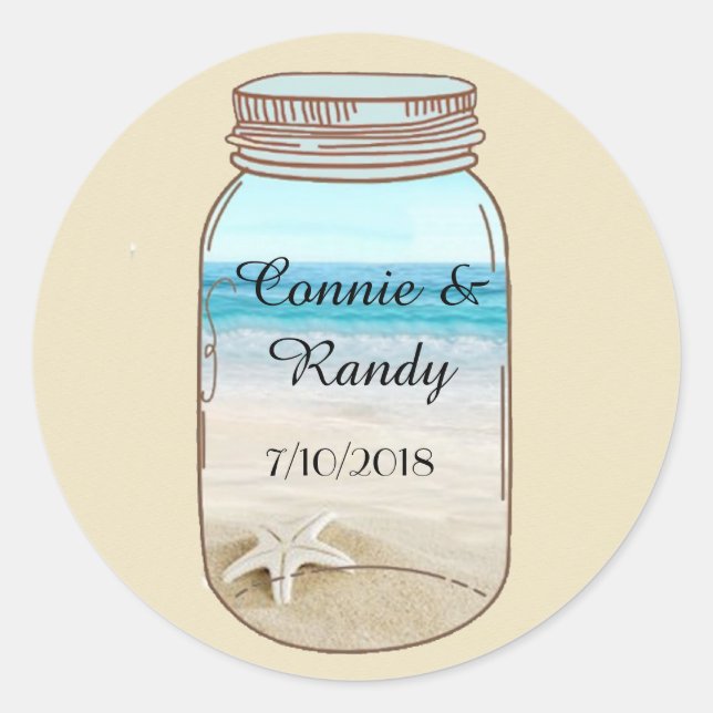 Mason Jar Beach Wedding Sticker (Vorderseite)