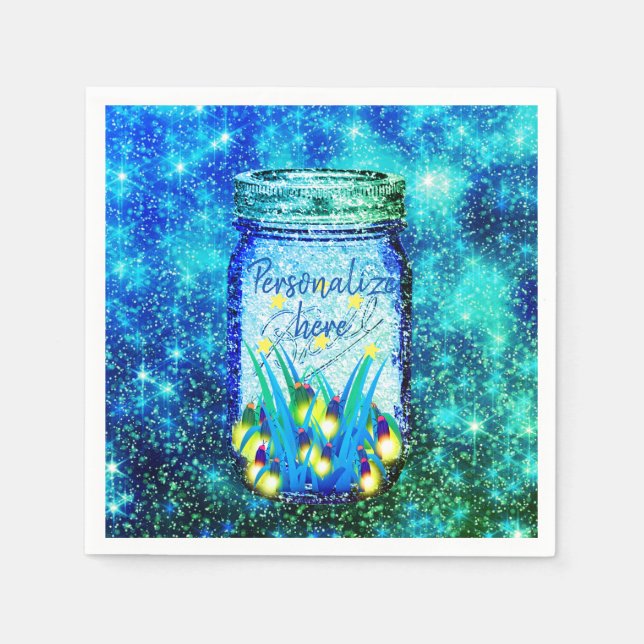 Mason-Jar-Blitzfehler glühender Feuer-Magnet Serviette (Vorderseite)