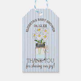 Mason Jar Blue Stripes Baby Dusche Vielen Dank Geschenkanhänger