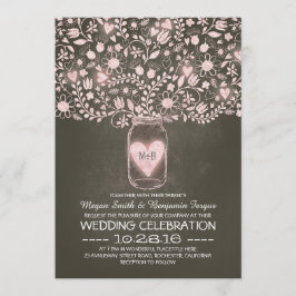 Mason Jar Blume rosa rustikale Hochzeit lädt ein Einladung