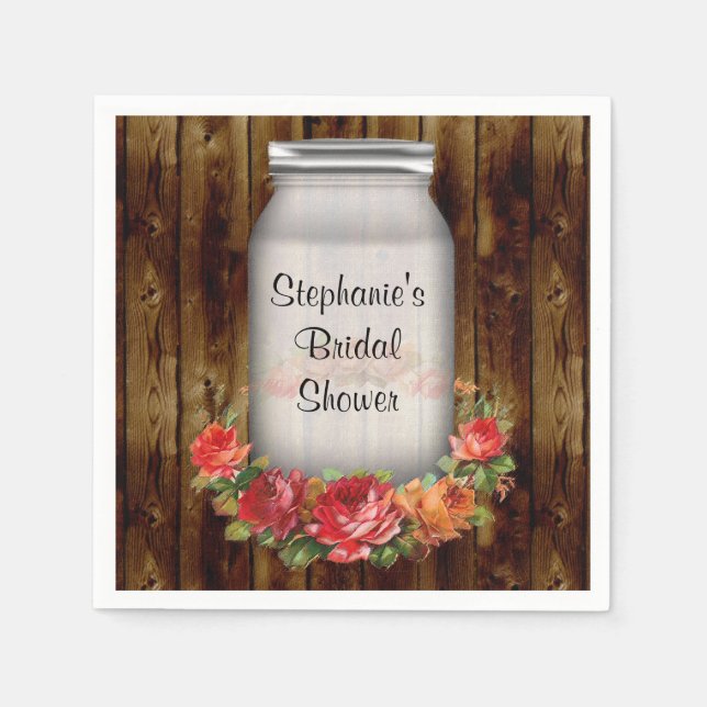 Mason Jar Blume Wreath Brautparty Serviette (Vorderseite)