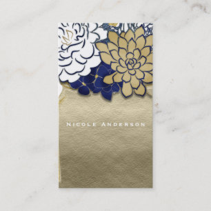 Mason Jar Blumen Rustikal Blau Gold Blumen Chic Visitenkarte